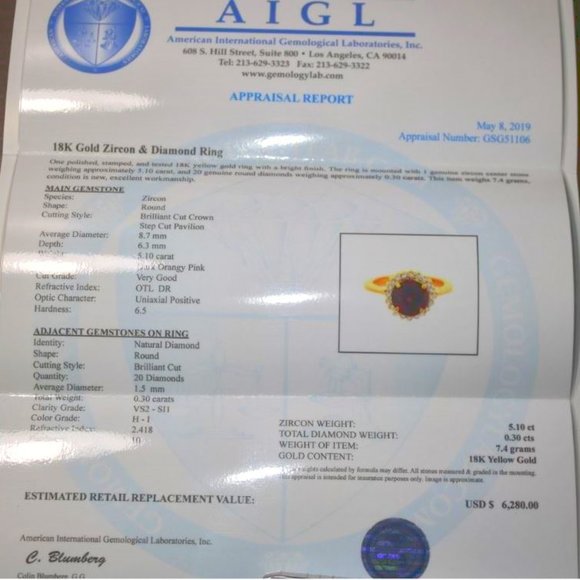 Zircon 5.10ct Diamonds Solid 18K Yellow Gold Ring - Picture 4 of 9